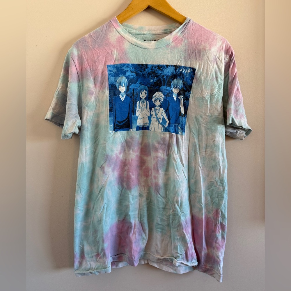 Fruits Basket Anime Tie-Dye Graphic T-Shirt Pink Blue